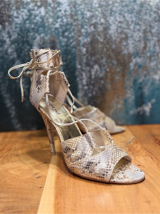 bebe Shoes - Bebe Rare Archival 2010s McBling Betinna Gladiator Heels Snakeskin 9 NWOT